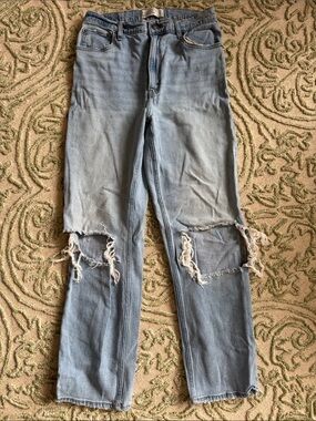 Abercrombie & Fitch High-Rise Light Blue Distressed Jeans